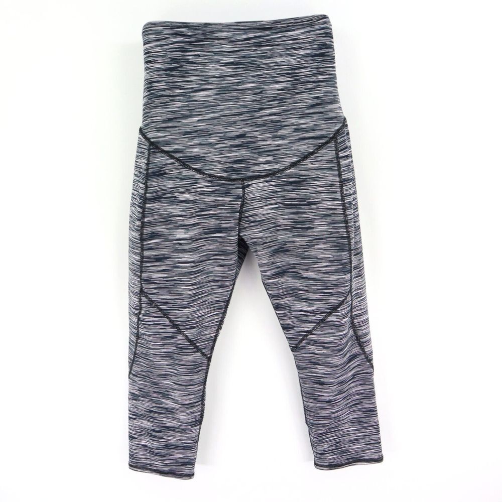 A:Glow Activewear Capri Leggings‎ Maternity L Black Heathered Stretch High Rise
